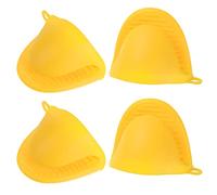 sourcing map 4pcs Thickened Mini Oven Gloves, Heat Resistant Silicone Oven Mitts Finger Pinch Grips Pot Holder for Kitchen, Cooking, Baking, BBQ Heat Resistant Gloves, Yellow