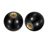 sourcing map 4Pcs Threaded Ball Knobs, M12 Female Thread Thermoset Ball Knob 40mm Dia Round Operation Handles with Copper Insert for Machine Lever Handle, Black