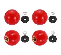 sourcing map 4Pcs Threaded Ball Knobs, M6 x 20mm Phenolic Plastic Thread Ball Handles Balls Nuts Knob Caps Nut Balls with Threaded Insert for Machine Lever Handle DIY Project, Red