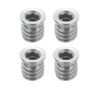 sourcing map 4Pcs Threaded Inserts Nuts, M5x12mm Hex Socket Drive Nut Inserts for Wood - 304 Stainless Steel Screws Furniture Screw in Nuts Bolt Fastener Connector Wood