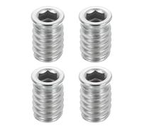 sourcing map 4Pcs Threaded Inserts Nuts, M6x13mm Hex Socket Drive Nut Inserts for Wood - 304 Stainless Steel Screws Furniture Screw in Nuts Bolt Fastener Connector Wood