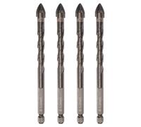 sourcing map 4pcs Titanium Masonry Drill Bit, 10mm Concrete Drill Bits Ceramic Tile Drill Bit with 1/4" Hex Shank 120mm Length for Ceramic Tile Marble Mirror Glass Concrete Brick Plastic Wood