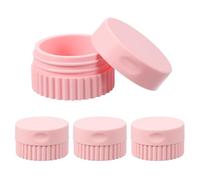sourcing map 4pcs Travel Containers for Toiletries, 0.68oz 20ml Small Silicone Cream Jars Leak-proof Travel Essentials with Lid for Cosmetic Body Skin Cream, Pink