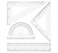 sourcing map 4pcs Triangular Ruler Set 15cm Plastic Metric Inch Geometric Protractor Triangle Engineering Scale Drafting Ruler Kit for Office Home