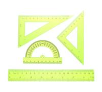 sourcing map 4pcs Triangular Ruler Set 20cm Plastic Metric Inch Geometric Protractor Triangle Engineering Scale Drafting Ruler Kit for Office Home, Yellow