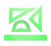 sourcing map 4pcs Triangular Ruler Set 20cm Plastic Metric Inch Geometric Protractor Triangle Engineering Scale Drafting Ruler Kit for Office Home, Green