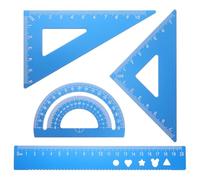 sourcing map 4pcs Triangular Ruler Set 20mm Aluminum Geometric Protractor Triangle Engineering Scale Drafting Ruler Kit for Office Home, Sky Blue