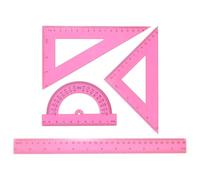 sourcing map 4pcs Triangular Ruler Set 30cm Plastic Metric Inch Geometric Protractor Triangle Engineering Scale Drafting Ruler Kit for Office Home, Red