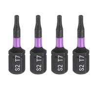 sourcing map 4pcs TT7 Torx Screwdriver Bit 1/4" Hex Shank 25mm/1" Length Magnetic Star 6 Point Head Hex Bits S2 Steel Screw Driver Bit with Hole Industrial Grade Electric Drill Bits