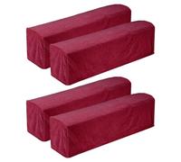 sourcing map 4Pcs Twill Stretch Armrest Covers, Soft Armchair Slipcovers Couch Recliner Arm Cover for Chair Sofa Protector, Wine Red