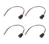 sourcing map 4pcs Type-C Female Chassis 2 Pin Wire, 3A 5V Round USB-C Female Socket to Pigtail Waterproof Terminal Extension Cable for PC LED Lamps Laptop, Black