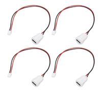 sourcing map 4Pcs Type-C Female Chassis 2 Pin Wire, 5V 3A Round USB C Female Socket to PH2.0 Waterproof Terminal Extension Cable for PC LED Lamps Electric Charging Port Power, White