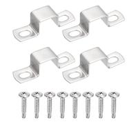 sourcing map 4Pcs U Shape Square Tube Clamp, 20x20mm U Shaped Bracket 304 Stainless Steel Square Strap Clamp with Phillips Head Self Drilling Screws for Pipes Door Closed Bar Holder Railings