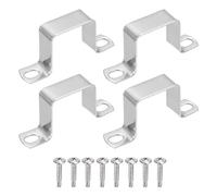 sourcing map 4Pcs U Shape Square Tube Clamp, 38x38mm U Shaped Bracket 304 Stainless Steel Square Strap Clamp with Phillips Head Self Drilling Screws for Pipes Door Closed Bar Holder Railings