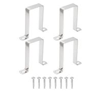 sourcing map 4Pcs U Shape Square Tube Clamp, 50x100mm U Shaped Bracket 304 Stainless Steel Square Strap Clamp with Phillips Head Self Drilling Screws for Pipes Door Closed Bar Holder Railings