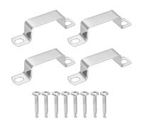 sourcing map 4Pcs U Shape Square Tube Clamp, 50x25mm U Shaped Bracket 304 Stainless Steel Square Strap Clamp with Phillips Head Self Drilling Screws for Pipes Door Closed Bar Holder Railings