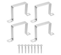 sourcing map 4Pcs U Shape Square Tube Clamp, 70x70mm U Shaped Bracket 304 Stainless Steel Square Strap Clamp with Phillips Head Self Drilling Screws for Pipes Door Closed Bar Holder Railings