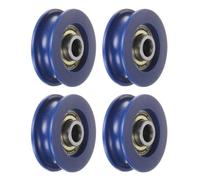 sourcing map 4pcs U Type Groove Pulley Nylon Guide Rolling Bearing 5x25.5x8.5mm U Groove Roller Wheel for Door Window, Blue