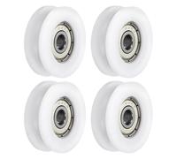 sourcing map 4pcs U626ZZ POM Pulley U-Groove Ball Bearing 6 x 30 x 10mm U Groove Roller Wheel (GCr15) Chrome Steel Bearings, White