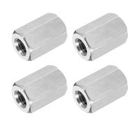 sourcing map 4Pcs UNC 3/8"-16 Coupling Nuts, 25mm Length 304 Stainless Steel Hex Rod Coupler Nut Fully Threaded Studding Connector Fasteners, Silver Tone