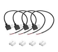 sourcing map 4Pcs USB Plug Pigtail, 0.3 M/1 FT Male Elbow Short Power Cable 22AWG 5V 3A USB-C Plug with 2-Position Wire Connector for USB Type A Equipment Installed or Replacement DIY, Black