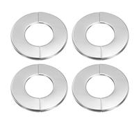 sourcing map 4pcs Wall Split Flange 1.34" (34mm) Stainless Steel Round Self-Adhesive Split Flange Pipe Cover Clip-on Escutcheon Collar for Floor Ceiling Bathroom Kitchen Toilet