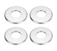sourcing map 4pcs Wall Split Flange 105mm / 4.1" OD Escutcheon Plate ABS Round Self-Adhesive Plumbing Cover Plates for 44mm / 1.7" Dia Water Pipe Faucet Decoration Accessories, Silver