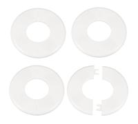 sourcing map 4pcs Wall Split Flange 44mm/1.7" Self-Adhesive Plumbing Cover Plates ABS Plastic Round Escutcheon Plate Buckle Design for Water Pipe Bathroom Kitchen Decoration, White