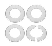 sourcing map 4pcs Wall Split Flange 78mm/3.1" Self-Adhesive Plumbing Cover Plates ABS Plastic Round Escutcheon Plate Buckle Design for Water Pipe Bathroom Kitchen Decoration, Silver Tone