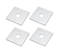 sourcing map 4pcs Wall Split Flange 86mm / 3.4" Length Escutcheon Plate ABS Square Self-Adhesive Plumbing Cover Plates for 22mm / 0.9" Dia Water Pipe Faucet Decoration Accessories, Silver