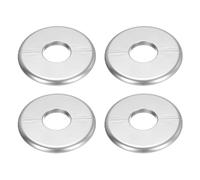 sourcing map 4pcs Wall Split Flange 95mm / 3.7" OD Escutcheon Plate ABS Round Self-Adhesive Plumbing Cover Plates for 33mm / 1.3" Dia Water Pipe Faucet Decoration Accessories, Silver