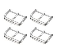 sourcing map 4Pcs Watch Band Replacement Buckle 12mm 316L Stainless Steel Clasp for Leather Silicone Nylon Canvas Watch Bands, Silver Tone