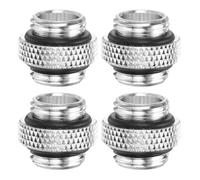 sourcing map 4pcs Water Cooling Adapter G1/4" Thread Male to Male Mini Extender Fitting Copper Water-Cooled Compression Fitting with O-Ring for Computer PC Water Cooling System, Silver