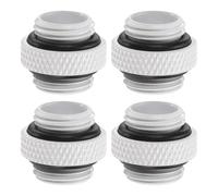 sourcing map 4pcs Water Cooling Adapter G1/4" Thread Male to Male Mini Extender Fitting Copper Water-Cooled Compression Fitting with O-Ring for Computer PC Water Cooling System, White