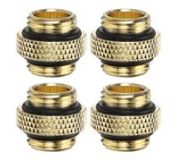 sourcing map 4pcs Water Cooling Adapter G1/4" Thread Male to Male Mini Extender Fitting Copper Water-Cooled Compression Fitting with O-Ring for Computer PC Water Cooling System, Gold