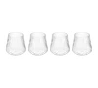 sourcing map 4pcs Wine Glasses 14oz PET with Vertical Grain Drinking Glasses Stemless for Wine Glasses Red White Wine Birthdays Weddings Father's Day Bachelor Parties