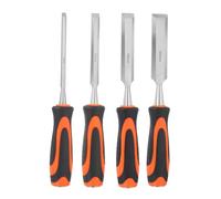 sourcing map 4pcs Wood Chisel Set 6/12/18/24mm CR-V Steel Beveled Edge Blade Wood Working Chisel Woodworking Tools with Plastic Handle for Carving Woodworking DIY Projects