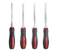 sourcing map 4pcs Wood Chisel Set 6mm/8mm/10mm/12mm CR-V Steel Beveled Edge Blade Wood Woodworking Tools with PVC Handle for Carving Woodworking DIY Projects