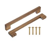 sourcing map 4Pcs Wood Drawer Pulls, 8 Inch Hole Center Square Wooden Drawer Pulls Cabinet Handles with Screws for Kitchen Dresser Wardrobes Door Cupboard, Dark Walnut