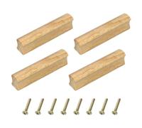 sourcing map 4Pcs Wood Drawer Pulls Handles with Screws Set 64mm/2.52" Hole Spacing Unfinished Beech Wood Cabinets Drawer Knobs Pull Handles for Kitchen Cabinets Dresser Furniture