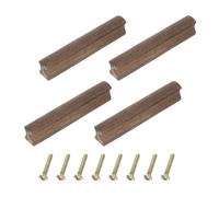 sourcing map 4Pcs Wood Drawer Pulls Handles with Screws Set 96mm/3.78" Hole Spacing Black Walnut Wood Cabinets Dresser Furniture