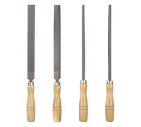 sourcing map 4pcs Wood Rasp File Set 8" Steel Flat/Round/Half-Round/Square Cut File Rasp Multifunctional Hand Files with Wooden Handle for Woodworking Sharpening Wood Metal