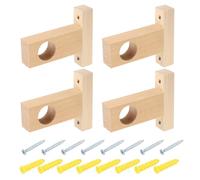 sourcing map 4Pcs Wood Rod Holders, Closet End Support Bracket Wardrobe Drapery Rod Holder with Screws for 30mm Diameter Curtain Pole