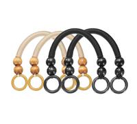 sourcing map 4Pcs Wooden Bead Nylon Purse Handle, Purse Handle Replacement for DIY Handmade Woven Bag Crochet Handbag Purse Making Supplies, Apricot/Black