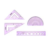 sourcing map 4piece Math Ruler Set 20cm Soft Straight Ruler Protractor Triangle Geometry Kits with Wavy Line for Classrooms Office, Purple