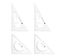 sourcing map 4piece Triangle Ruler Square Set 27cm, 24cm 30/60 and 45/90 Degrees Measuring Tools for Classrooms Home Office, Transparent