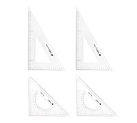 sourcing map 4piece Triangle Ruler Square Set 31cm 30/60 and 45/90 Degrees Measuring Tools for Classrooms Home Office, Transparent