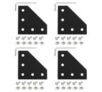 sourcing map 4Set 2020 Corner Bracket Plate, L-Slot Aluminum Extrusion Connector, Outside Joint Plate with Screws for 2020 Series Aluminum Profile 3D Printer Frame, Black