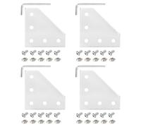 sourcing map 4Set 2020 Corner Bracket Plate, L-Slot Aluminum Extrusion Connector, Outside Joint Plate with Screws for 2020 Series Aluminum Profile 3D Printer Frame, Silver Tone