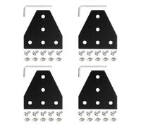 sourcing map 4Set 2020 Corner Bracket Plate, T-Slot Aluminum Extrusion Connector, Outside Joint Plate with Screws for 2020 Series Aluminum Profile 3D Printer Frame, Black